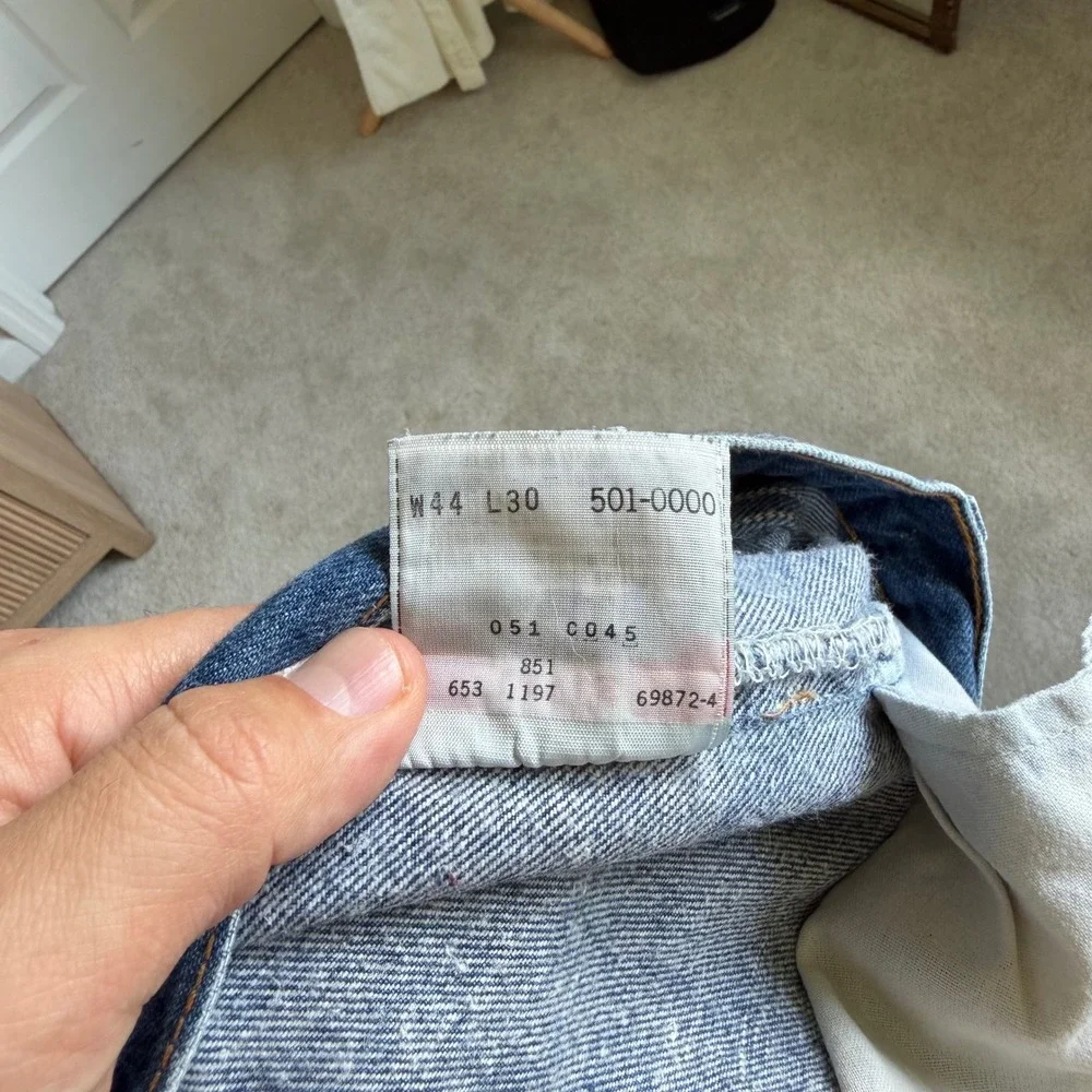 Levis 501xx Mens 44x30 Blue Denim Jeans Made in USA Straight‎ Leg Button Fly